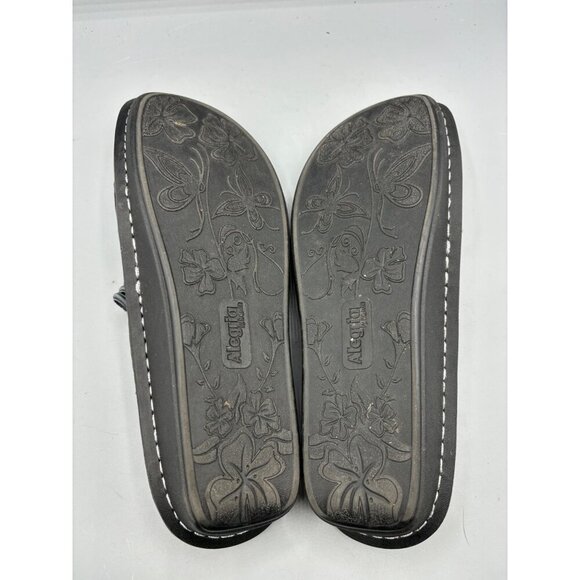 Alegria PIS-123 Womens Leather Thong Sandals Studs Size 40 Silver Black - Picture 6 of 6